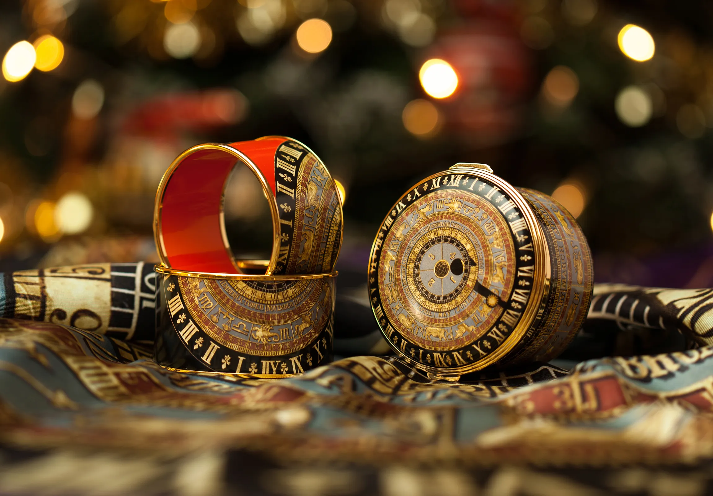 A luxury enamel keepsake photographed with warm studio lighting