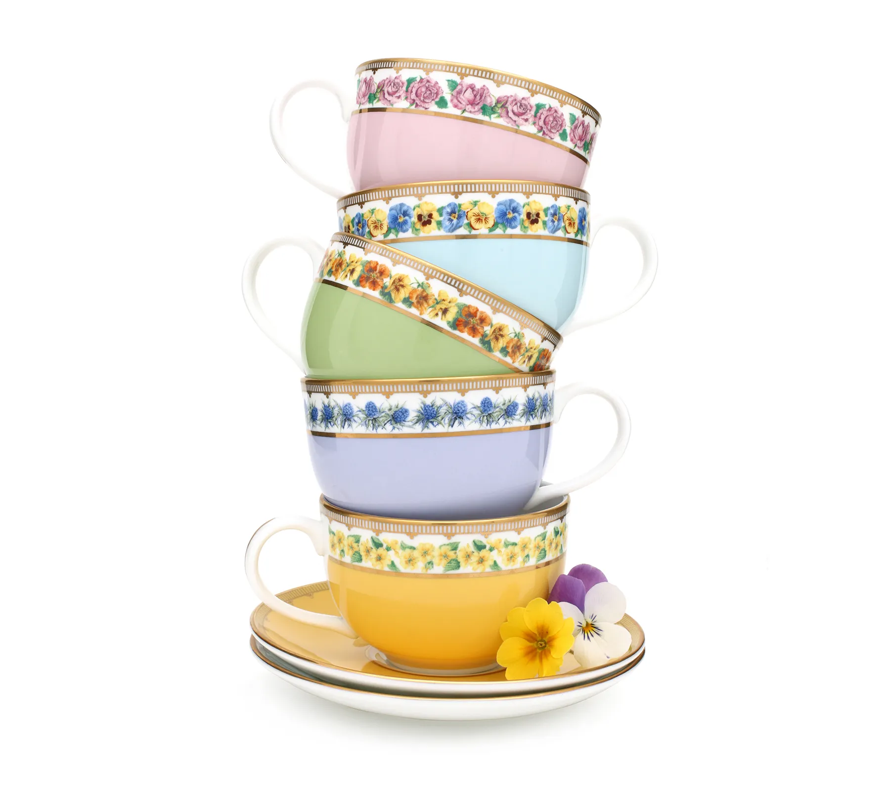 Stacked Mugs on white background