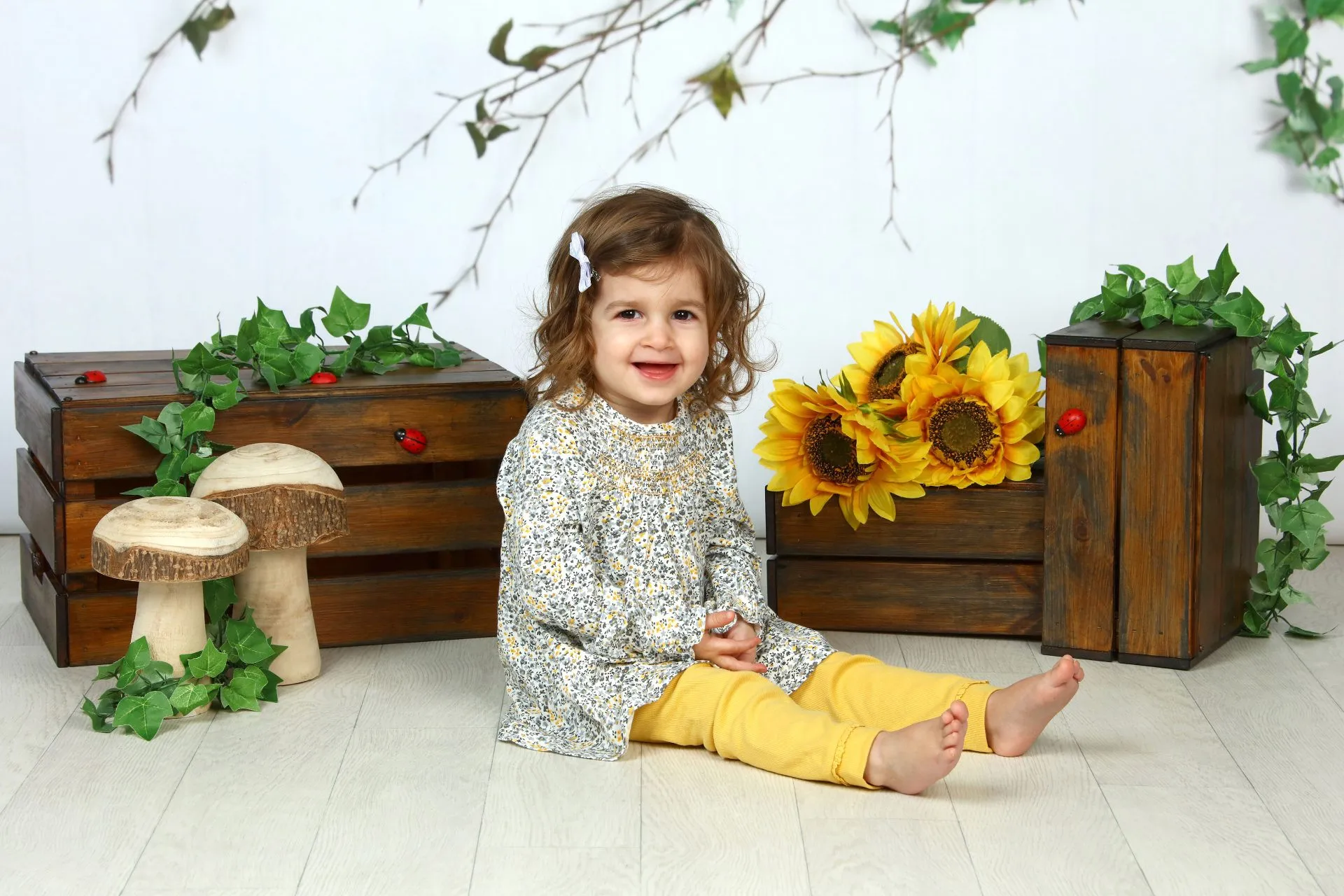 A child in a sunlit summer set